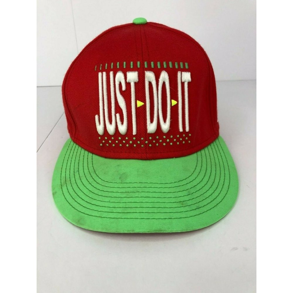 Nike True Snap Back Hat Just Do It Green Red Baseball Cap One Size